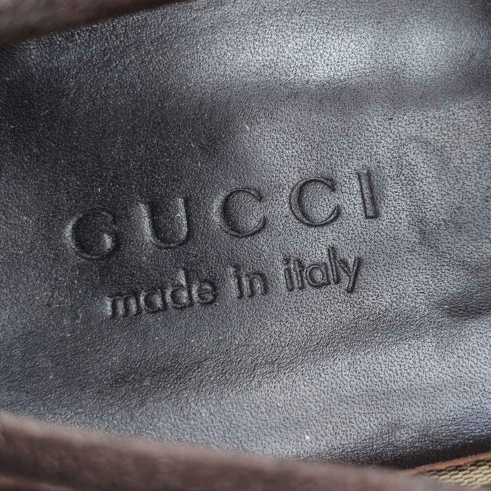 Gucci Italy Brown Suede Leather Driving Loafers Mens 8 Designer Dress Loafers - Picture 10 of 11